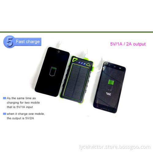 Dual USB Portable Waterproof Solar Charger External Battery Power Bank